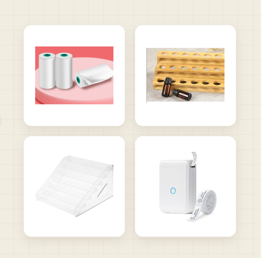 Blank labels and display stands for homemade perfume bottles and materials storage glass bottles