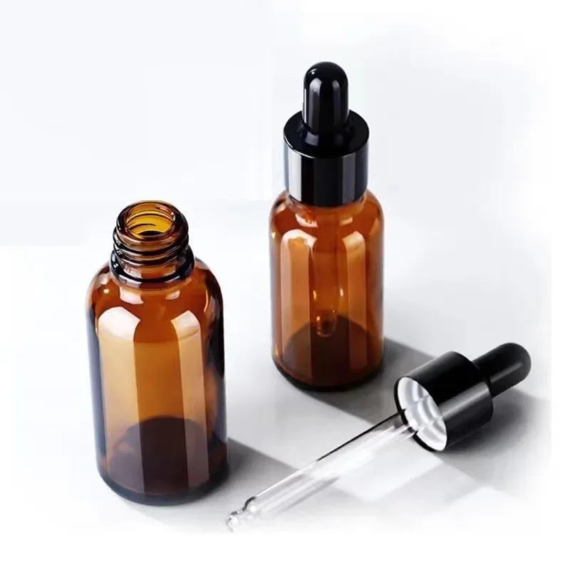 10pcs 5ml 10ml 15ml 30ml 50ml Amber Glass Dropper Bottle With Dropper Pipettes Empty Drop Bottle Perfume Bottle Containers