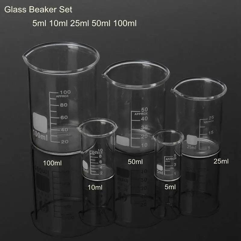 Glass Beaker Set – 5 Sizes (5ml to 100ml)
