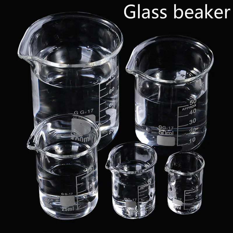 5pcs/set 5/10/25/50/100ml Glass Beaker Laboratory Measuring Cup Glassware For School Study Lab Glass Beaker Set