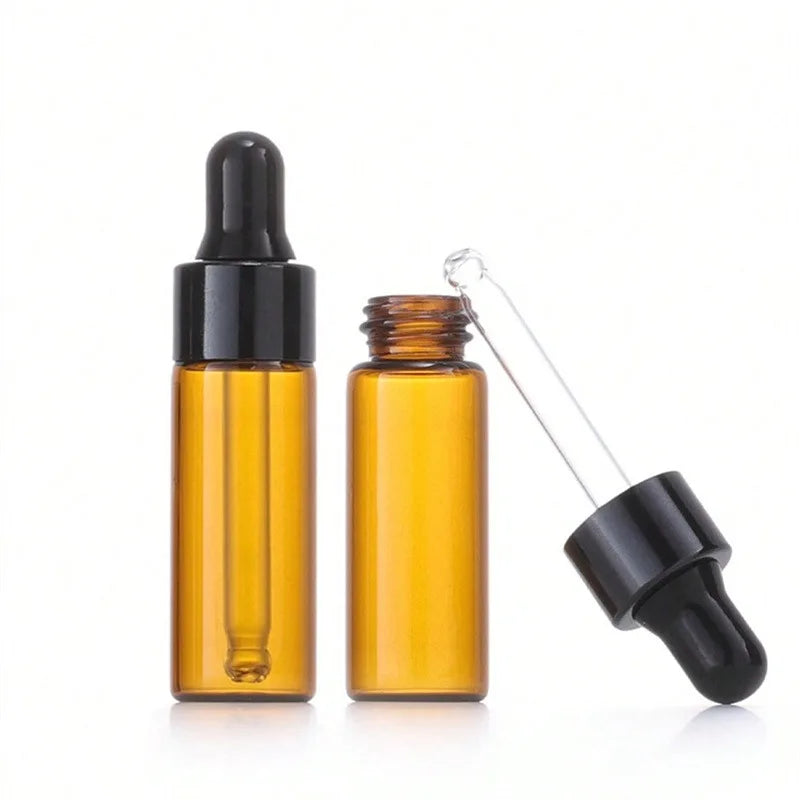 Mini Amber Glass Dropper Bottles, 5ml – Set of 10