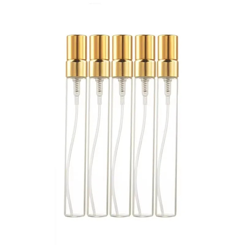 Gold-Trim Glass Spray Bottles, 5ml or 10ml – Set of 5