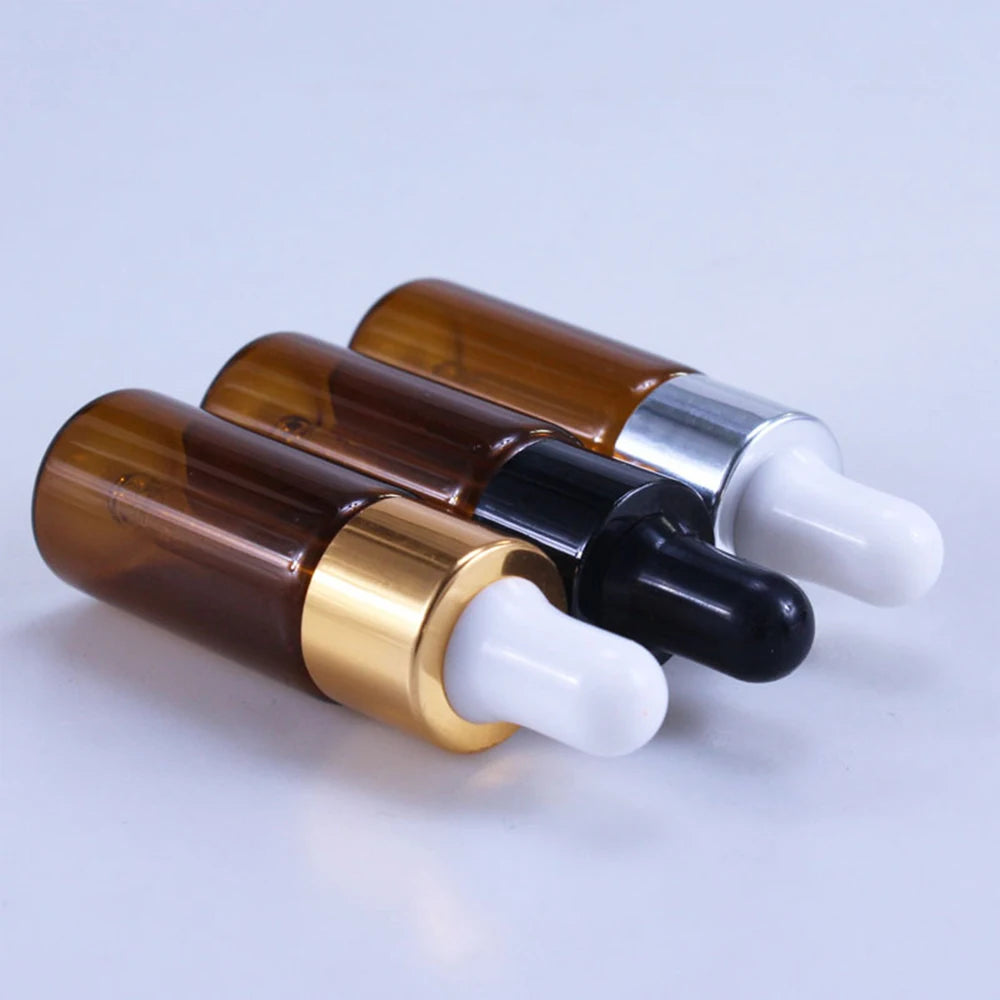 Small Amber Glass Dropper Bottles with Pipette – 50 or 100 Pack (5ml–20ml)