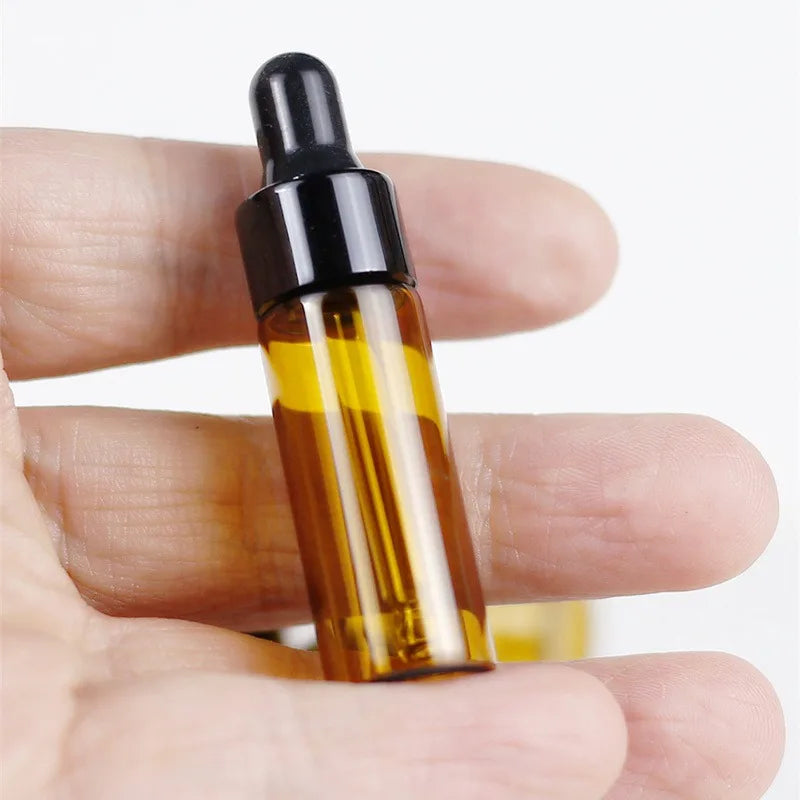 Mini Amber Glass Dropper Bottles, 5ml – Set of 10