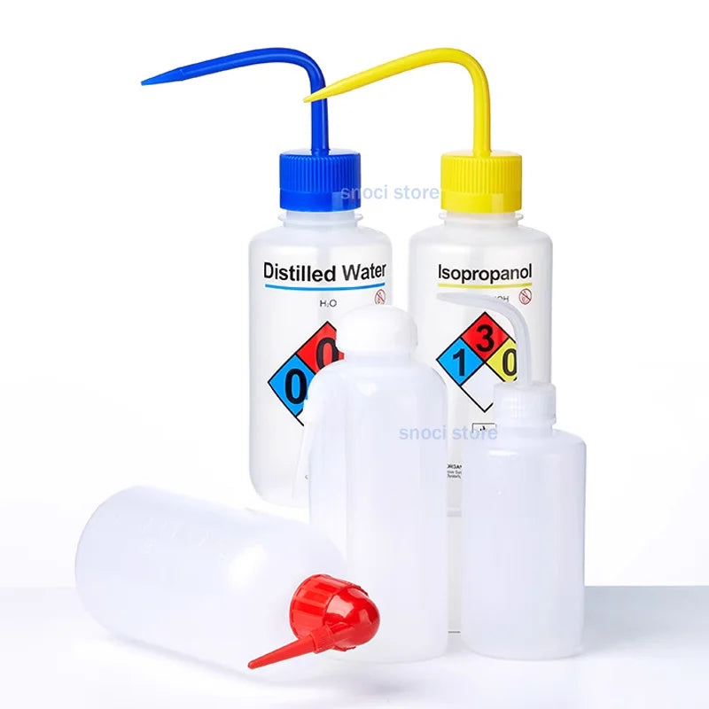 Labelled Safety Wash Bottles, 500ml – Set of 6 Solvents