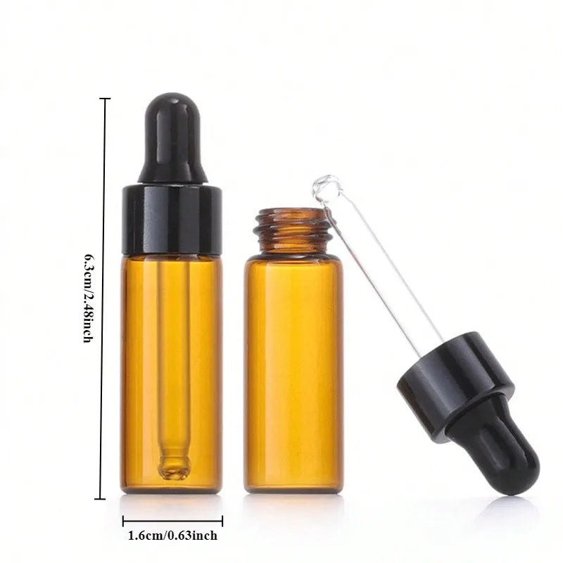 Mini Amber Glass Dropper Bottles, 5ml – Set of 10