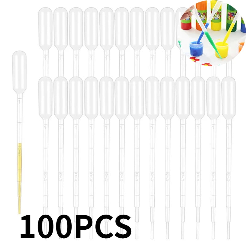 100Pcs Plastic Pipettes 3ml Transparent Transfer Pipette Droppers Epoxy Resin Casting Scientific Experiment Liquid Extraction