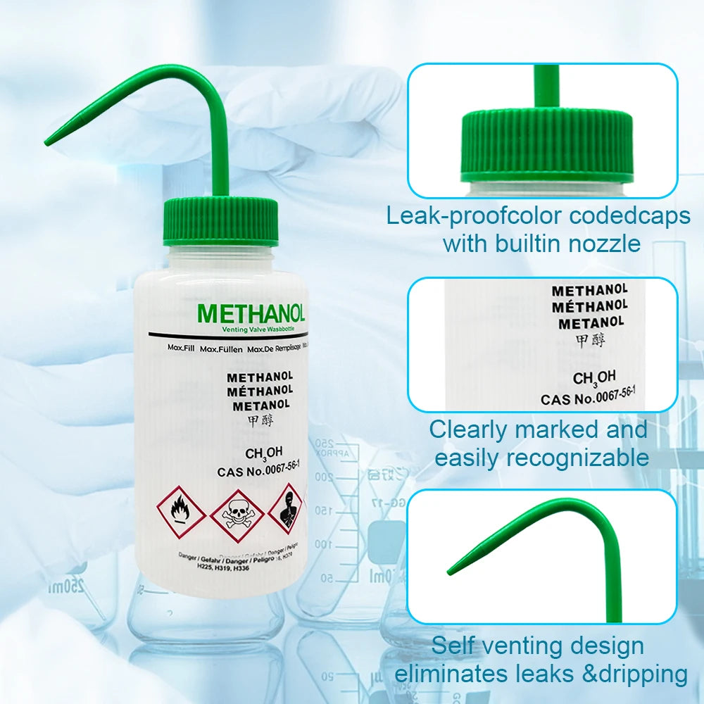 1pcs/lot Empty Methanol Elbow Plastic Squeeze Wash Bottle Lab Rinse Bottles Clean Safely