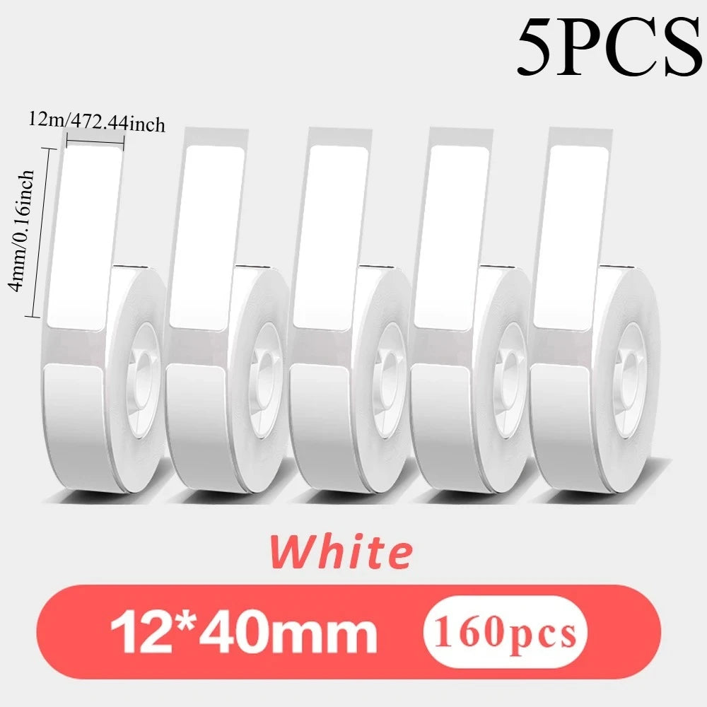 White Self-Adhesive Thermal Label Rolls – Set of 5