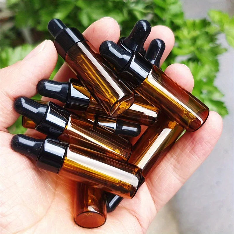 Mini Amber Glass Dropper Bottles, 5ml – Set of 10