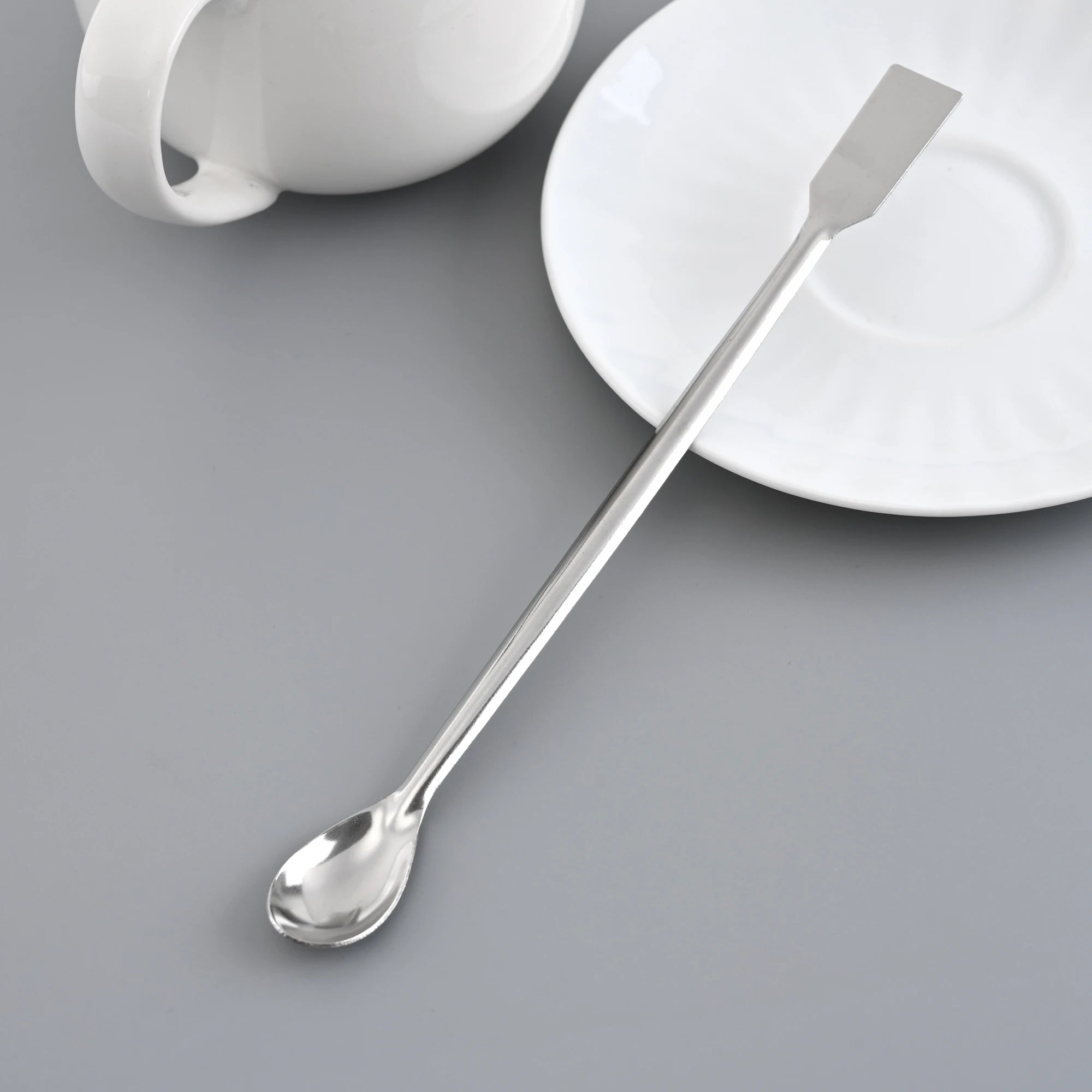 Double-Ended Stainless Steel Spoon and Micro Spatula – 20cm