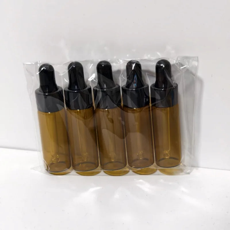 Mini Amber Glass Dropper Bottles, 5ml – Set of 10