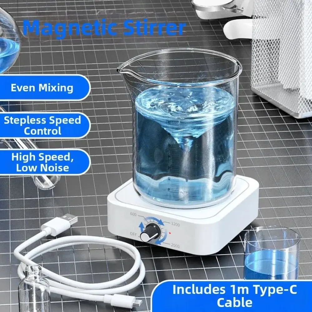 with Stirring Bar Magnetic Mixer Brushless DC Motor Lithium-ion Battery Magnetic Stir Plate 2000RPM Magnetic Stirrer Home