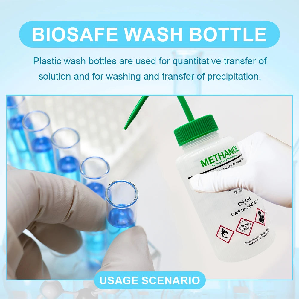 1pcs/lot Empty Methanol Elbow Plastic Squeeze Wash Bottle Lab Rinse Bottles Clean Safely