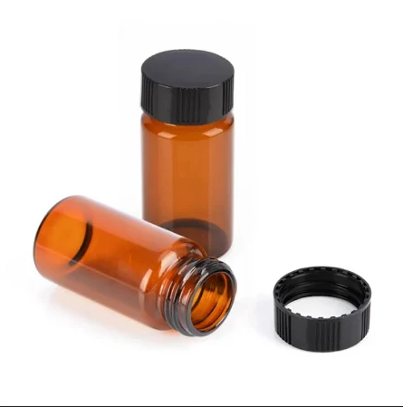 Amber Glass Sample Vials Wide Neck with Screw Cap – Various Sizes