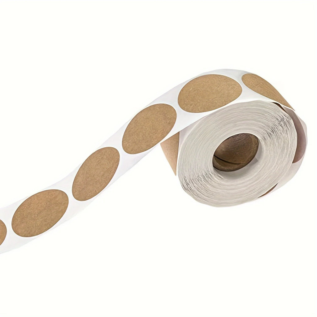 Brown Paper Round Self-Adhesive Label Stickers – 500 Pack
