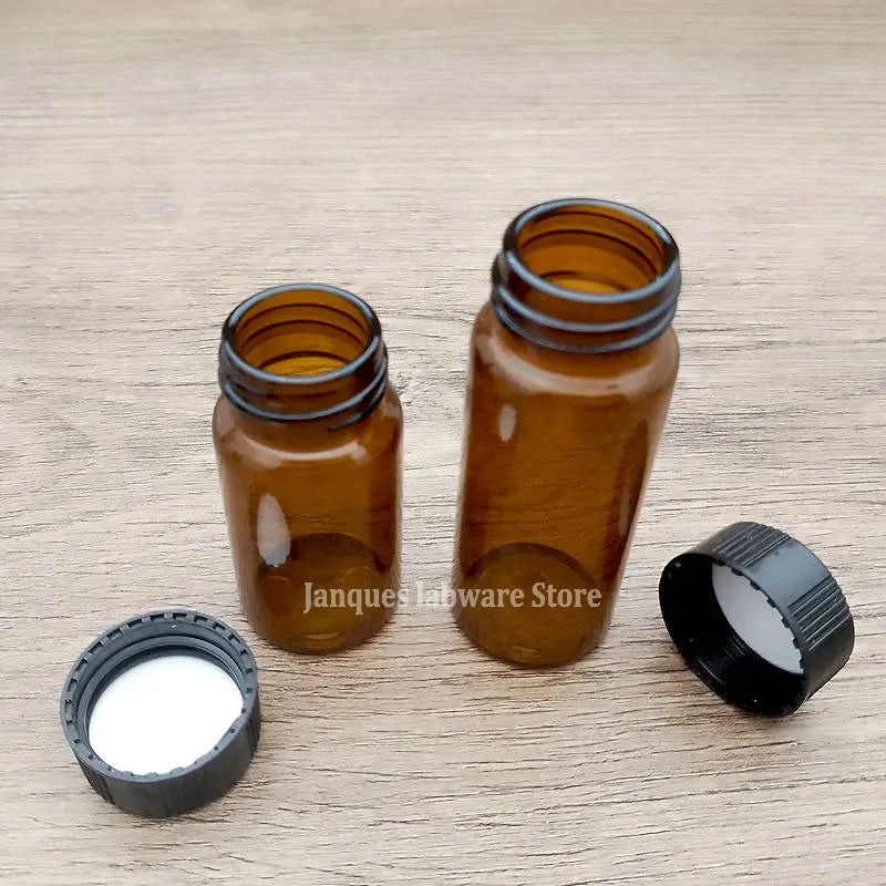Amber Glass Sample Vials Wide Neck with Screw Cap – Various Sizes