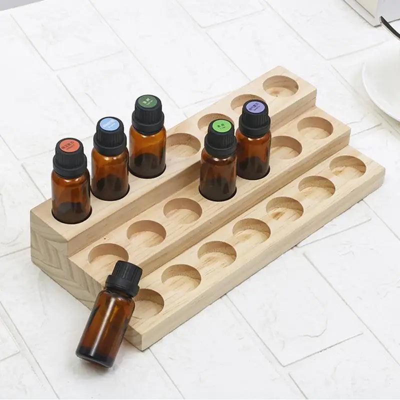 Wooden Essential Oil Display Stand – 18-Bottle