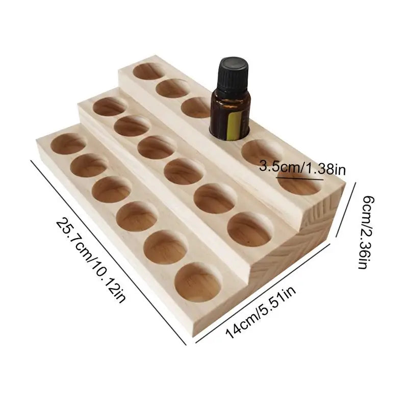 Wooden Essential Oil Display Stand – 18-Bottle